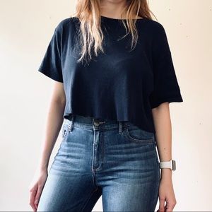 Boxy raw hem crop top